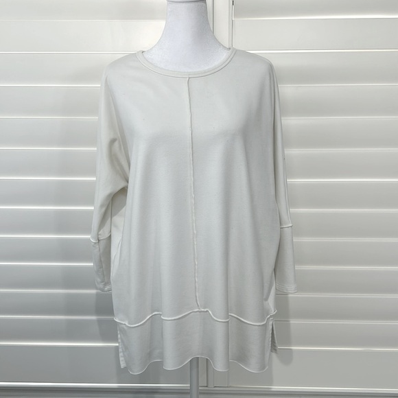 Spanx Perfect Length Dolman 3/4 Sleeve Powder White Tunic Top | Small - Picture 1 of 7